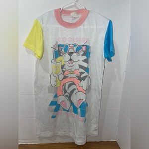 Vintage Dr Denton Polyester Nightgown Kids Size 4 Cool side of Poolside Cool Cat